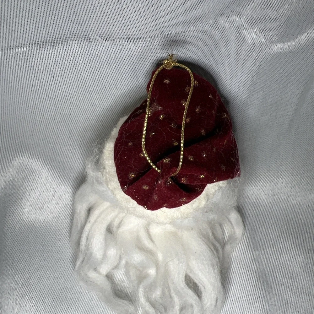 Vintage 1980's Hand-Painted Santa Claus Head Hanging Christmas Ornament 7" - Picture 9 of 10